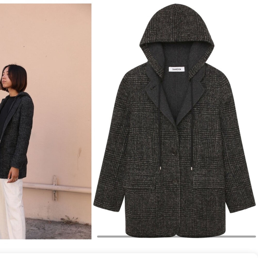 NWT Thakoon Wool Plaid Blazer with Hoodie